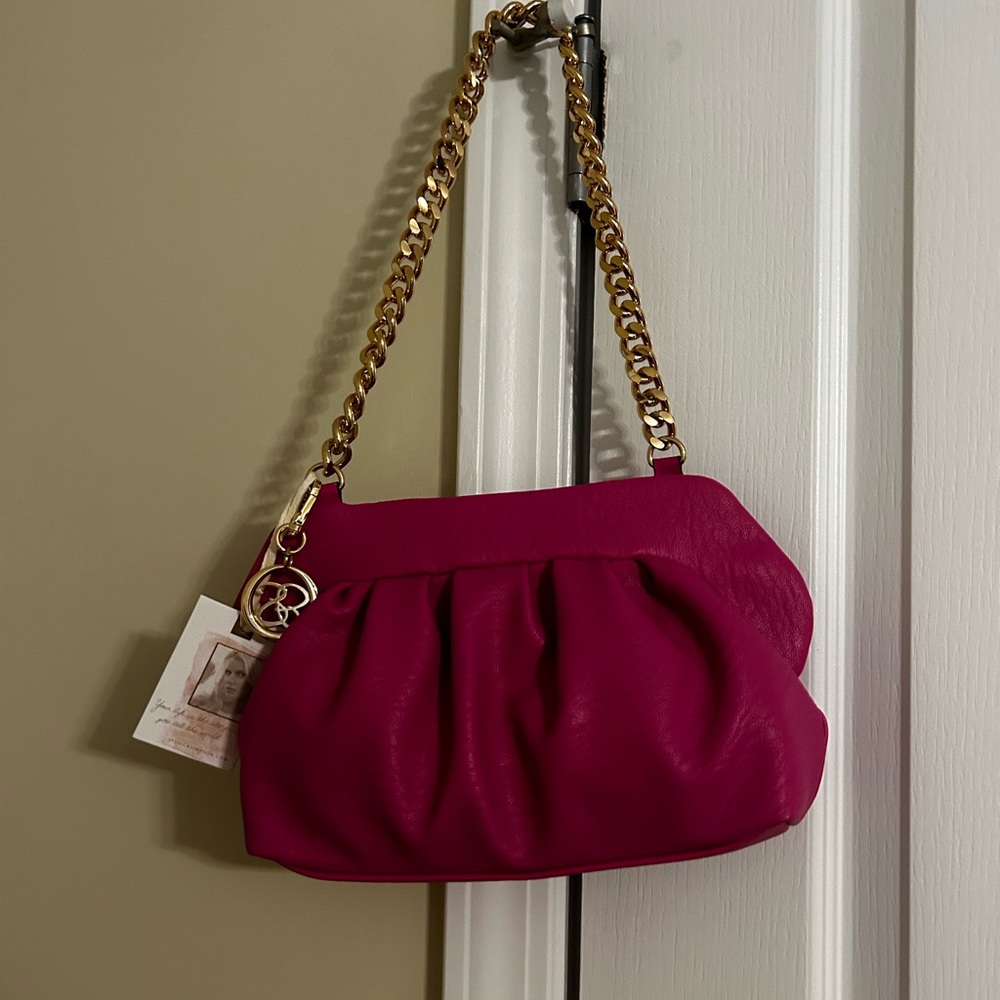 Viral hot pink Jessica Simpson ruched shoulder bag